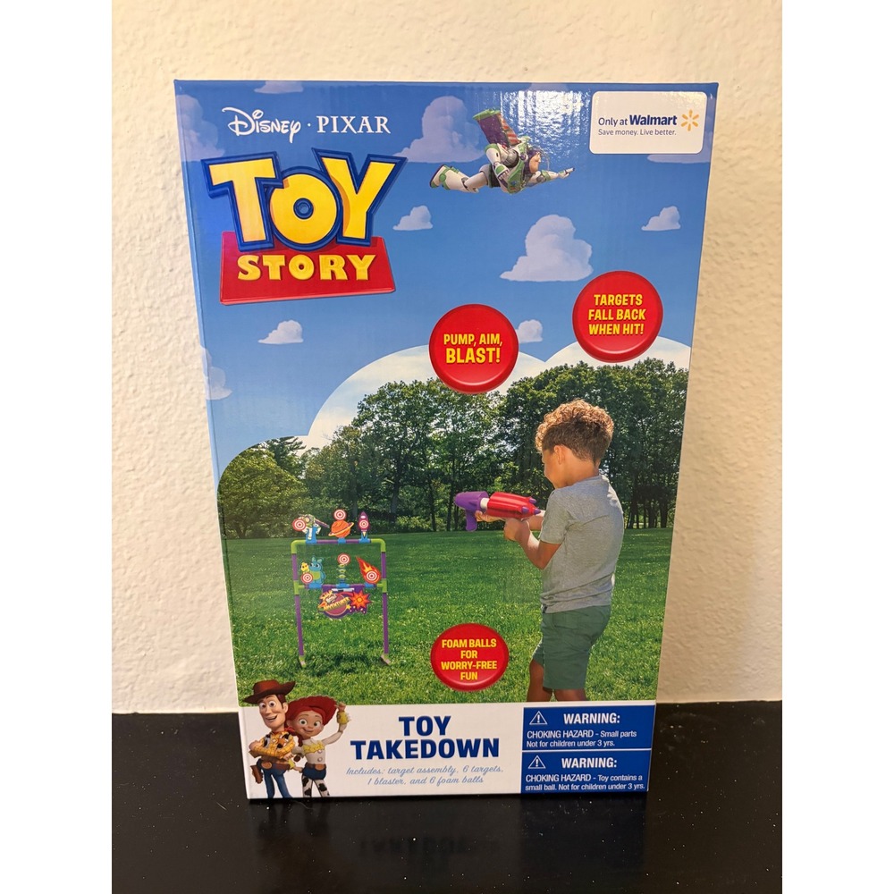 Disney Toy Story take down set includes stand and blaster with foam balls